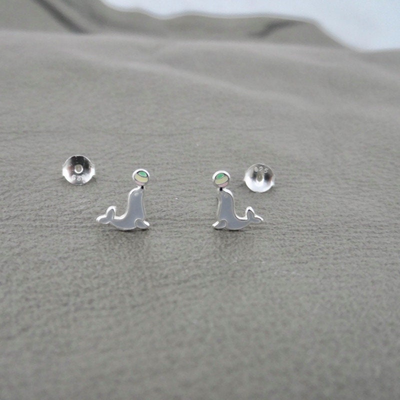 Tiny Seal Earrings in Sterling Silver, Seal Sterling Studs, Kids Earrings, Ocean Earrings, Animal Earrings, Girls Earrings,Ocean Jewelry