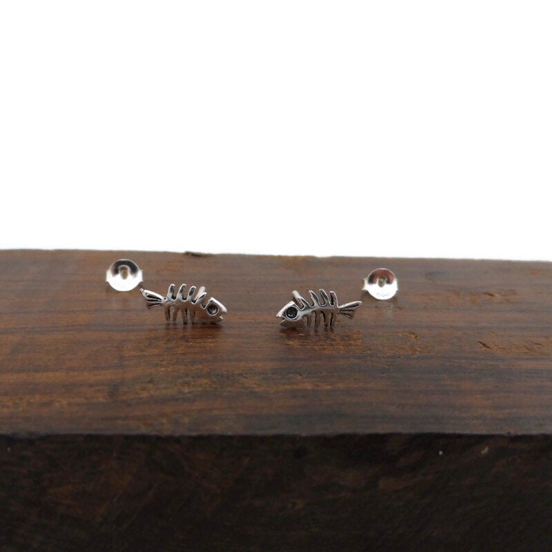 Fishbone Earrings in Sterling Silver