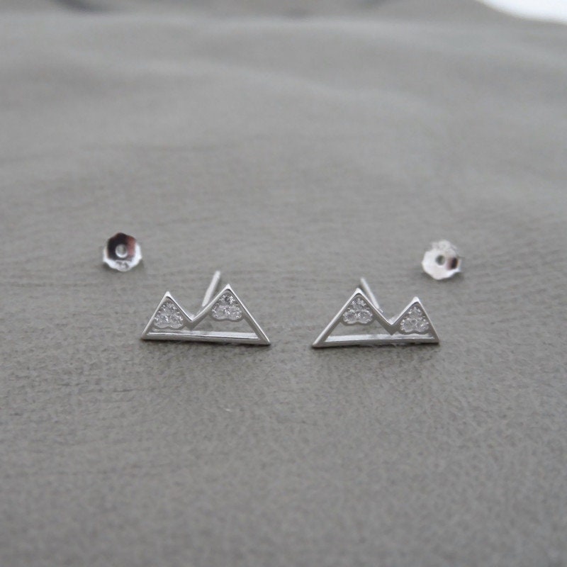 Mountain Earrings in Sterling Silver-Crystal