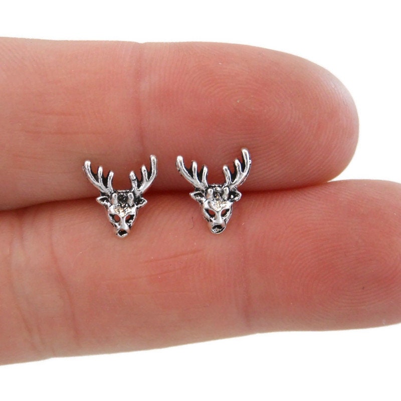 Deer Skull Earrings in Sterling Silver