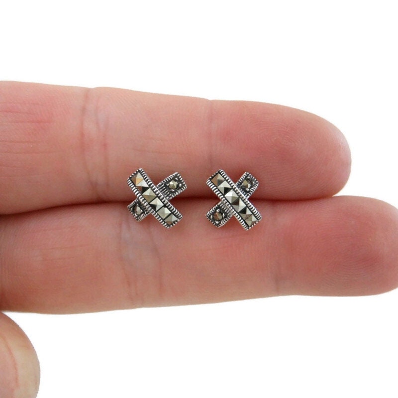 Marcasite X Earrings in Sterling Silver