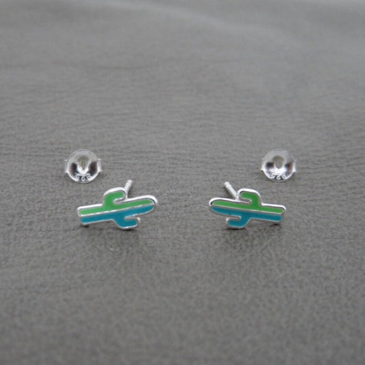 Kids Cactus Stud Earrings in Sterling Silver