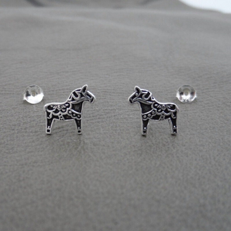 Dala Horse Earrings in Sterling Silver