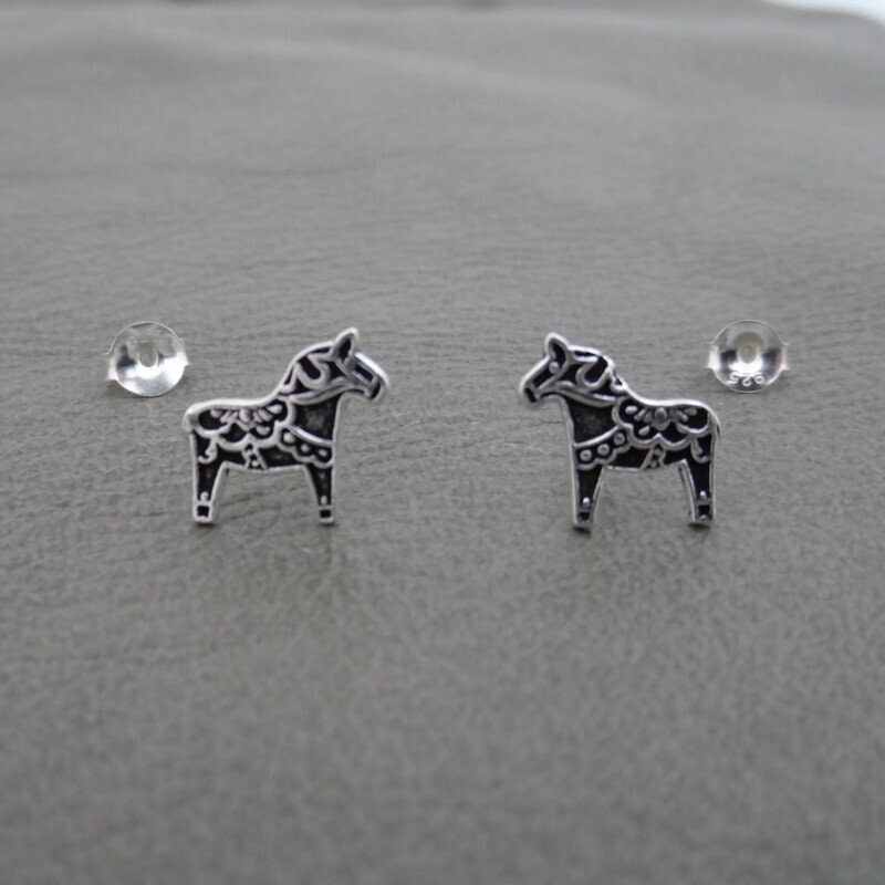 Dala Horse Earrings in Sterling Silver