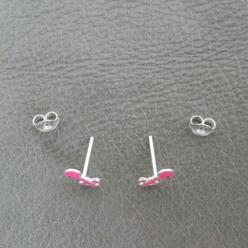 Pink Dinosaur Earrings in Sterling Silver