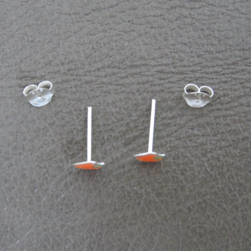 Orange Bell Pepper Earrings in Sterling Silver