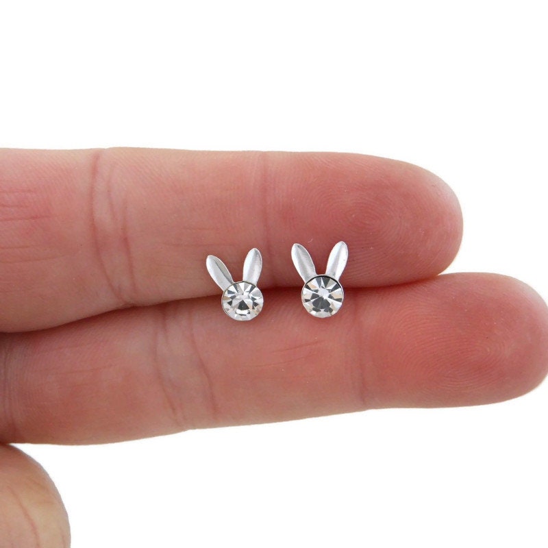 Rhinestone Bunny Rabbit Earrings