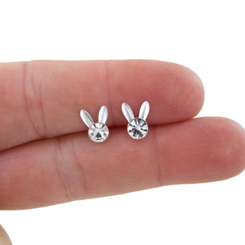 Rhinestone Bunny Rabbit Earrings