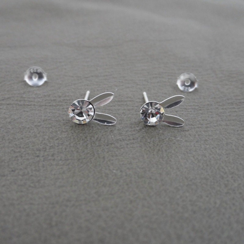 Rhinestone Bunny Rabbit Earrings