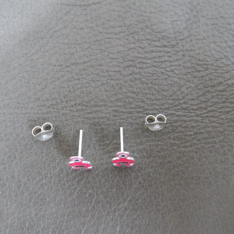 Pink Monster Earrings in Sterling Silver