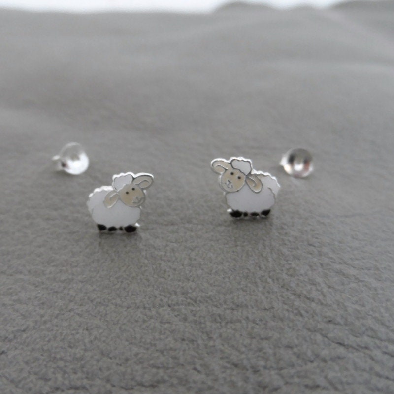 Tiny Sheep Earrings in Sterling Silver,Farm Animal Earrings, Sheep Earrings,Animal Stud Earrings, Kids Earrings, Animal Earrings