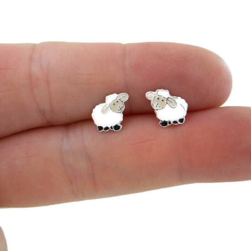 Tiny Sheep Earrings in Sterling Silver,Farm Animal Earrings, Sheep Earrings,Animal Stud Earrings, Kids Earrings, Animal Earrings