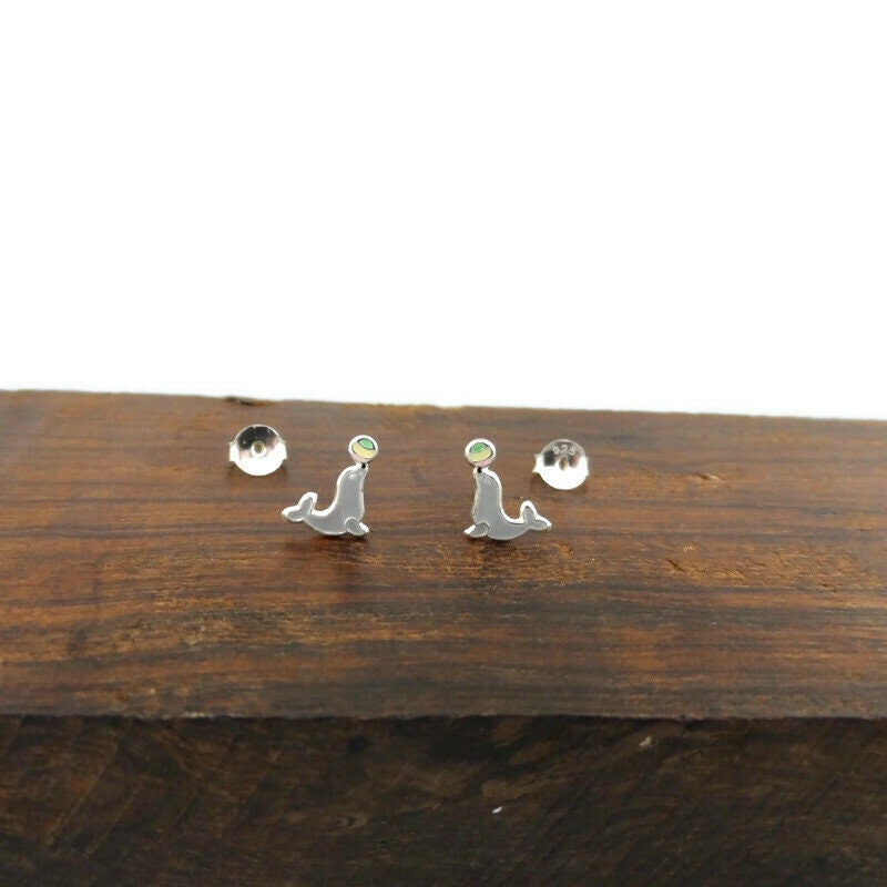 Tiny Seal Earrings in Sterling Silver, Seal Sterling Studs, Kids Earrings, Ocean Earrings, Animal Earrings, Girls Earrings,Ocean Jewelry