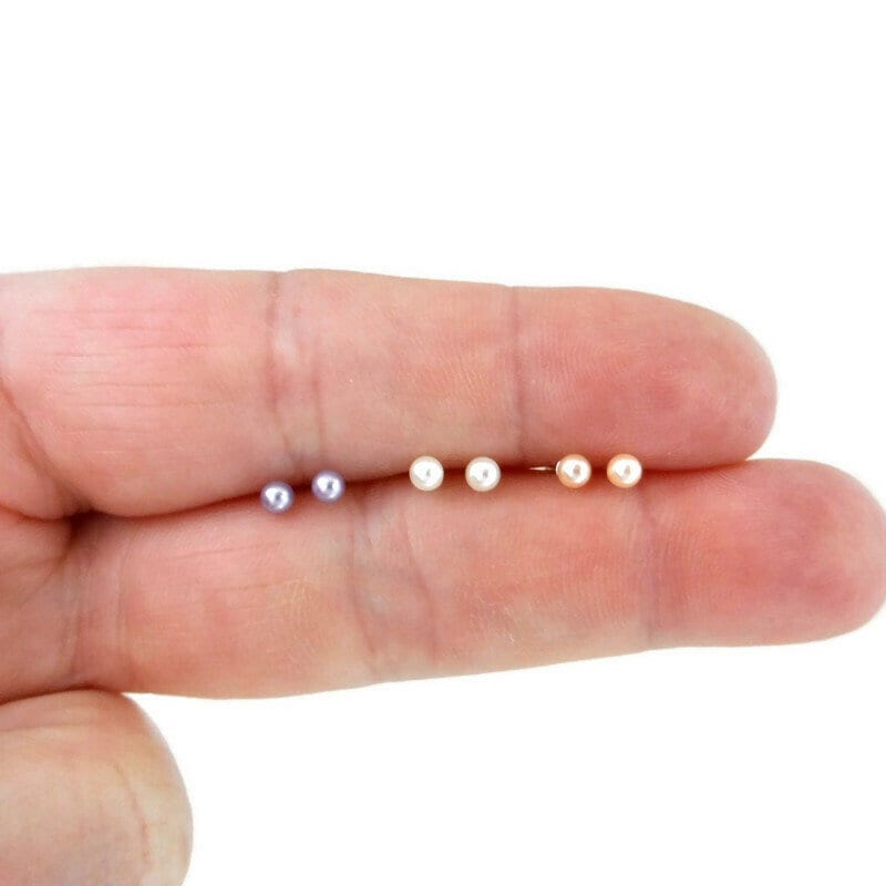 Tiny Pearl Earrings in Sterling Silver, 3mm Pearl Earrings, Pearl Earrings, Pearl Studs,Dainty Earrings,Tiny Pearl Studs