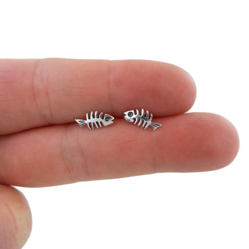 Fishbone Earrings in Sterling Silver