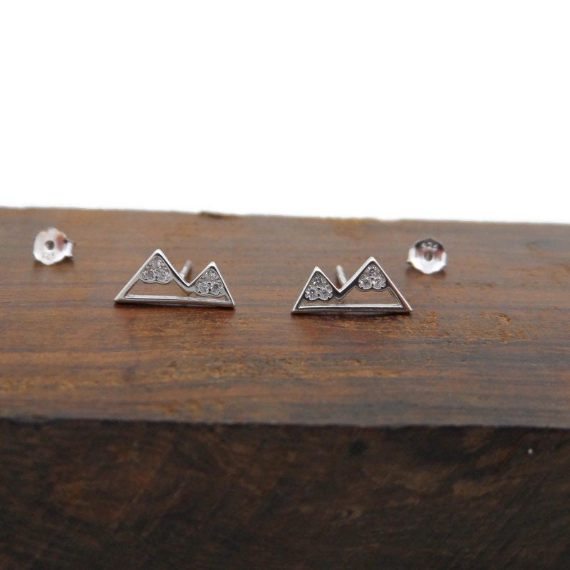 Mountain Earrings in Sterling Silver-Crystal