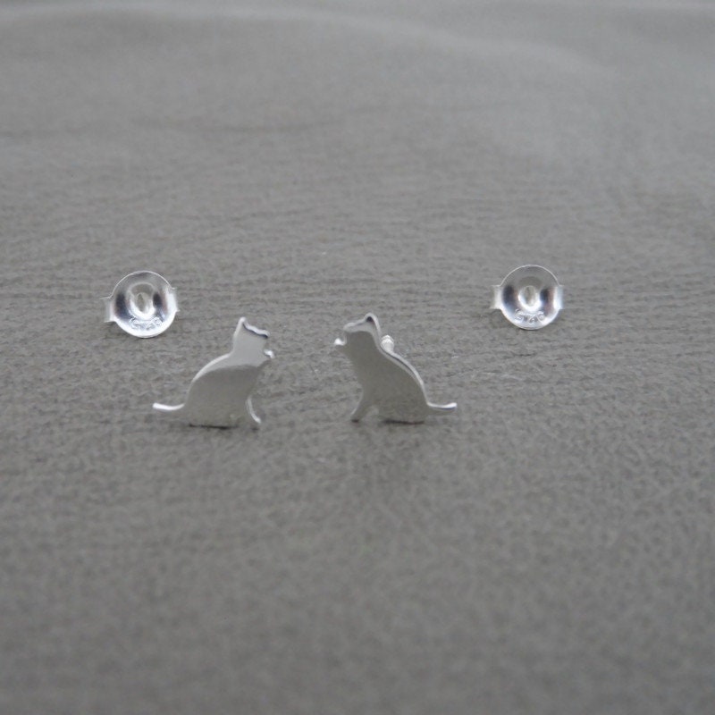 Playing Cat Earrings in Sterling Silver