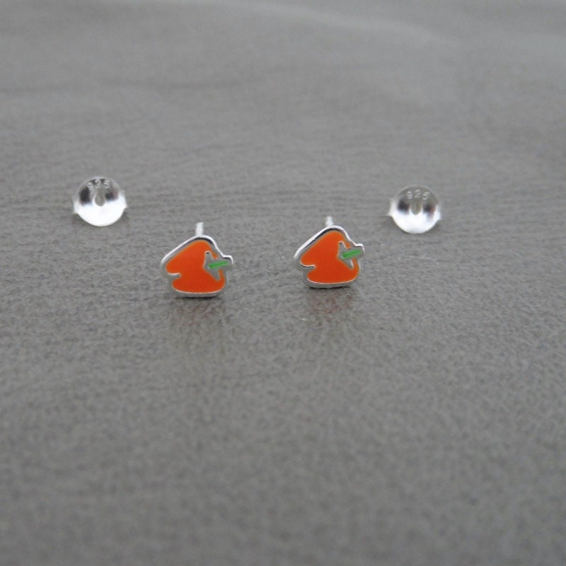 Orange Bell Pepper Earrings in Sterling Silver