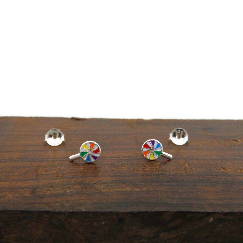 Spiral Lollipop Earrings in Sterling Silver