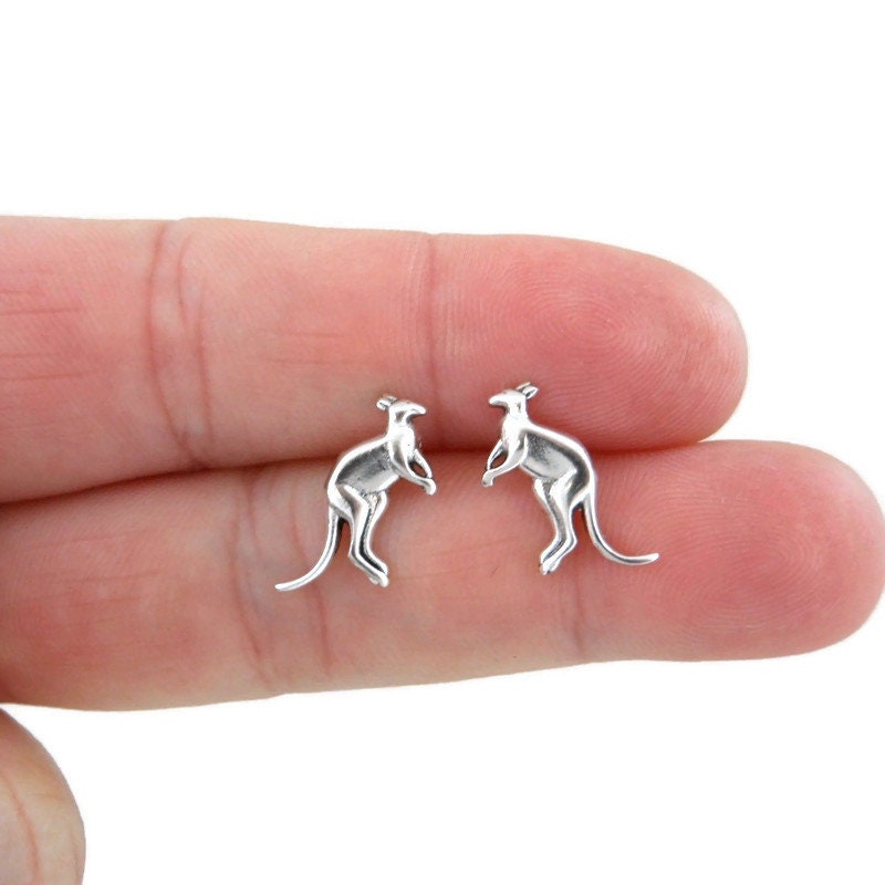 Kangaroo Earrings in Sterling Silver-LG