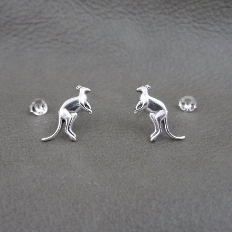 Kangaroo Earrings in Sterling Silver-LG