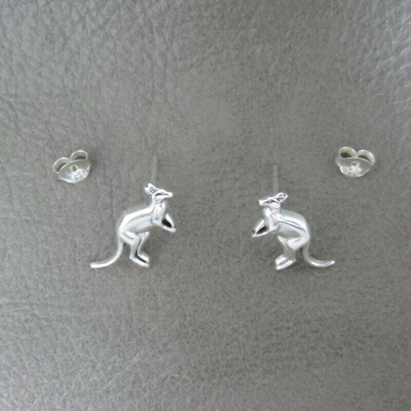 Kangaroo Earrings in Sterling Silver-LG