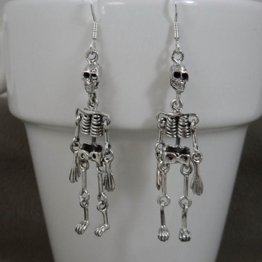 Skeleton Moveable Sterling Silver Earrings