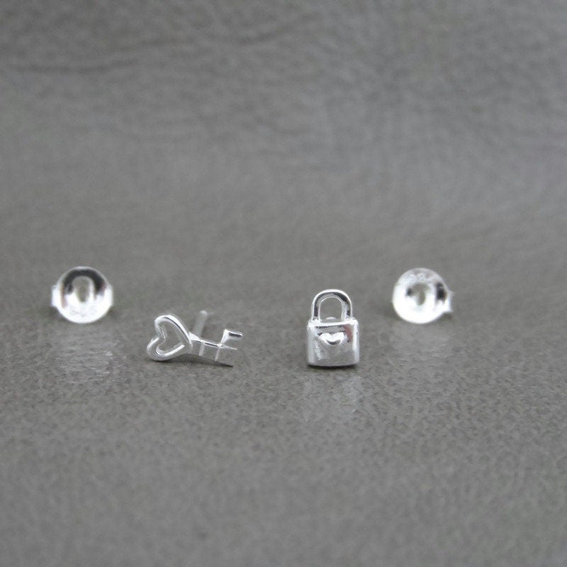 Lock & Key Earrings in Sterling Silver