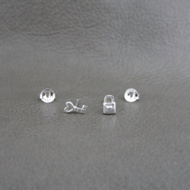 Lock & Key Earrings in Sterling Silver