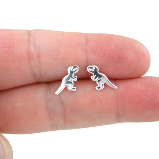 T-Rex Dinosaur in Sterling Silver, T-Rex Earrings, Dinosaur Studs, Small Studs, Kids Earrings, Silver Studs,Animal Earrings