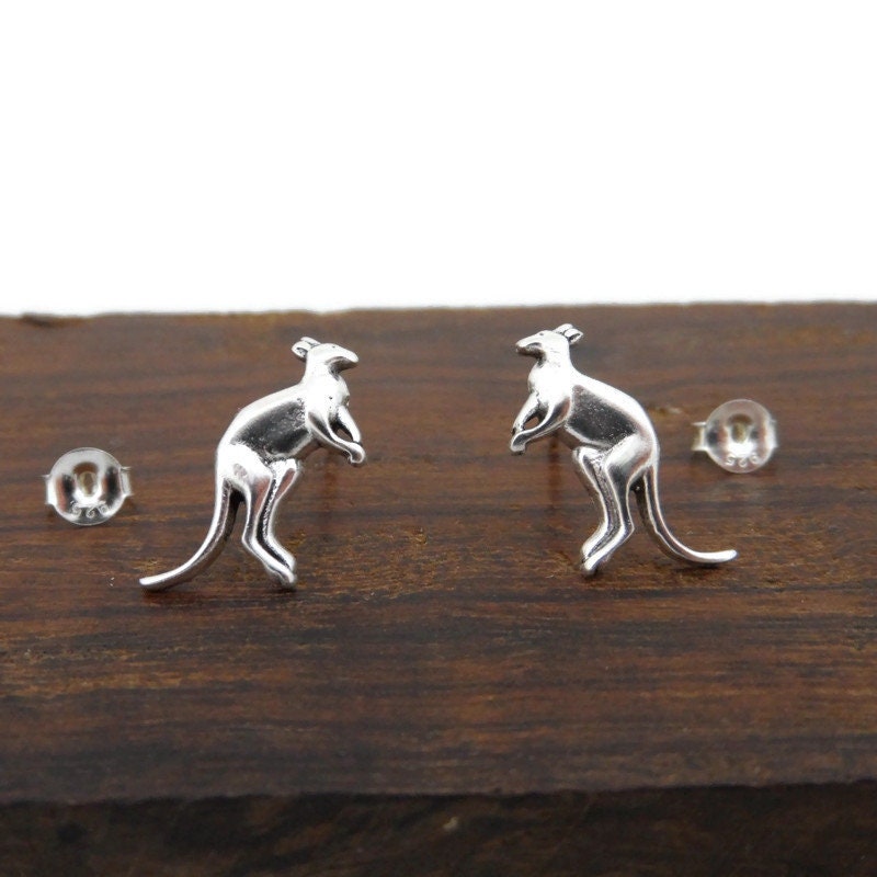 Kangaroo Earrings in Sterling Silver-LG