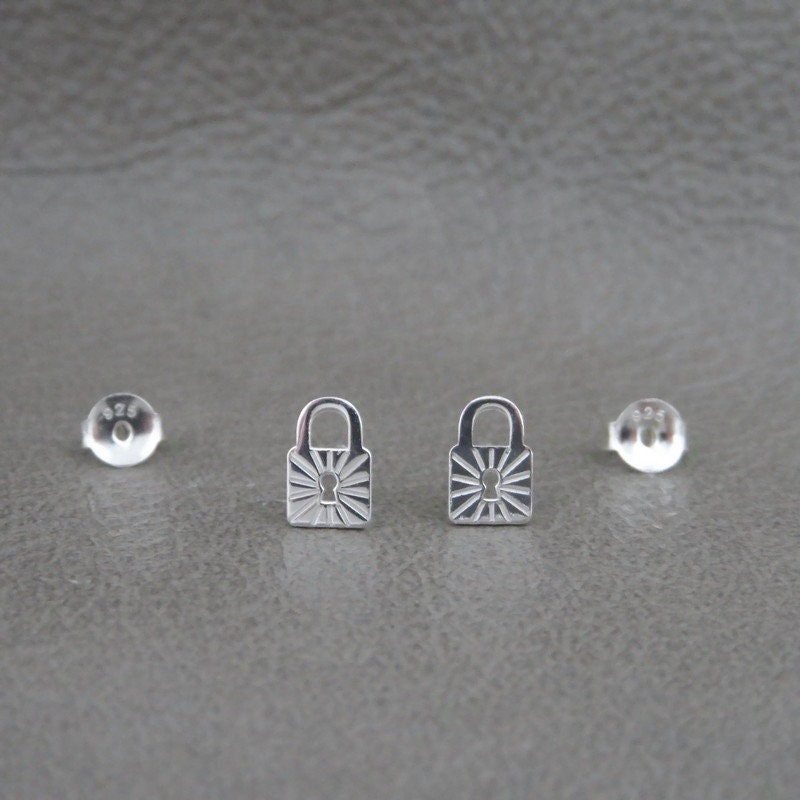 Padlock Earrings in Sterling Silver