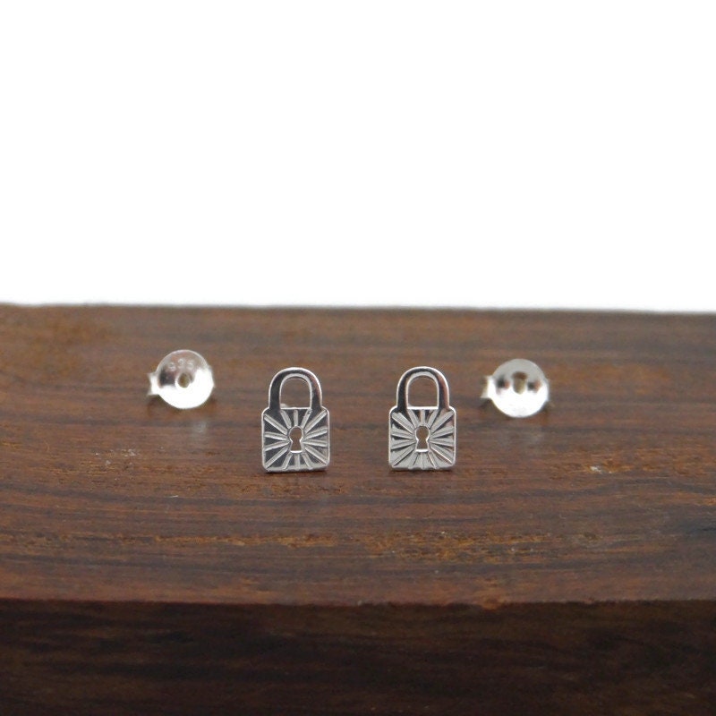 Padlock Earrings in Sterling Silver