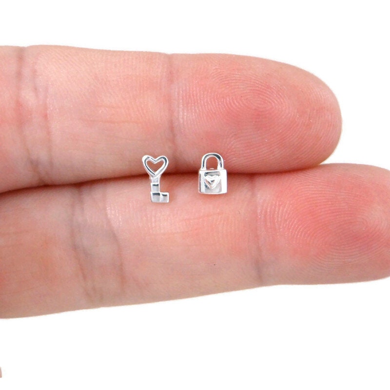 Lock & Key Earrings in Sterling Silver