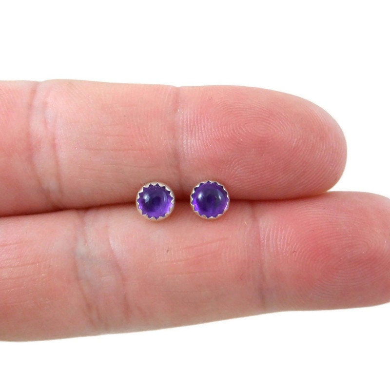 Amethyst Earrings in Sterling Silver-5mm