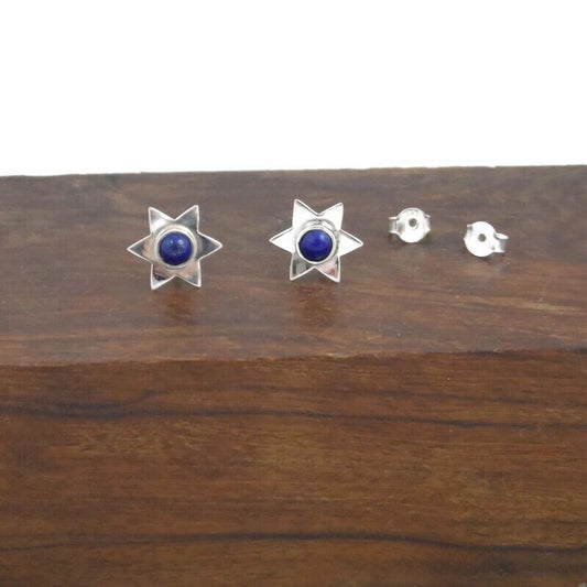 Lapis Star Earrings in Sterling Silver