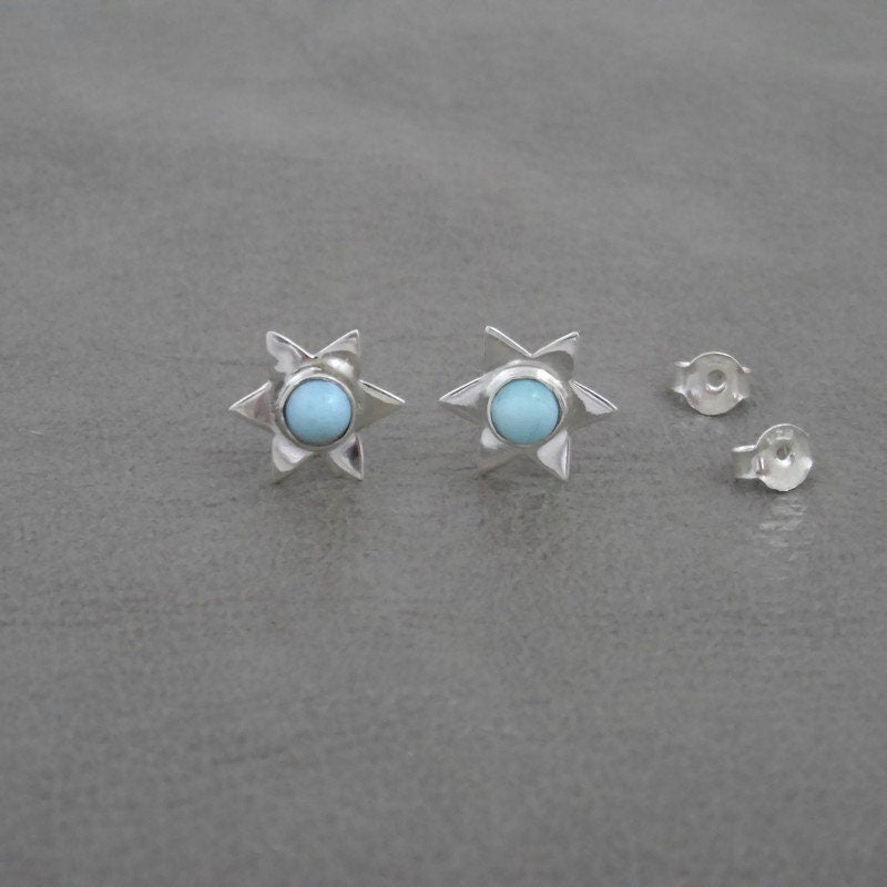 Larimar Star Earrings in Sterling Silverr