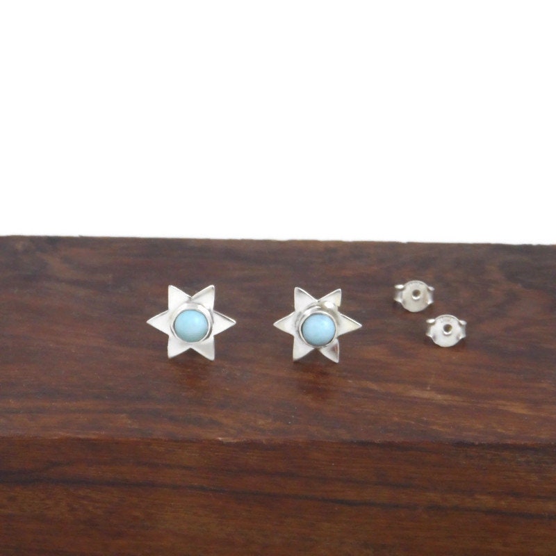 Larimar Star Earrings in Sterling Silverr