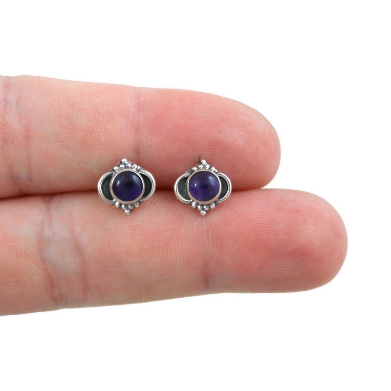 Amethyst Ornate Earrings in Sterling Silver