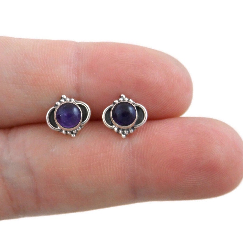 Amethyst Ornate Earrings in Sterling Silver