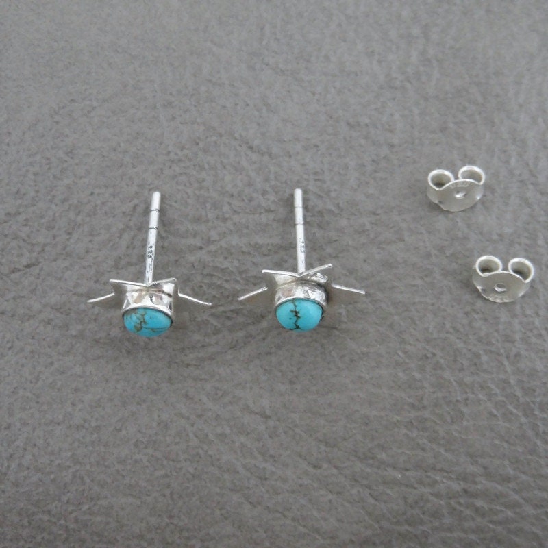 Turquoise Star Earrings in Sterling Silver, Turquoise Earrings, Star Earrings, Celestial Earrings, Turquoise Studs,Gemstone Earrings