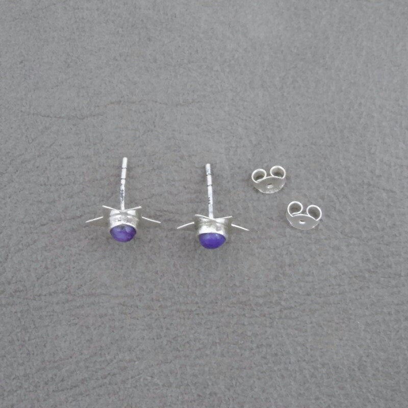 Charoite Star Earrings in Sterling Silver