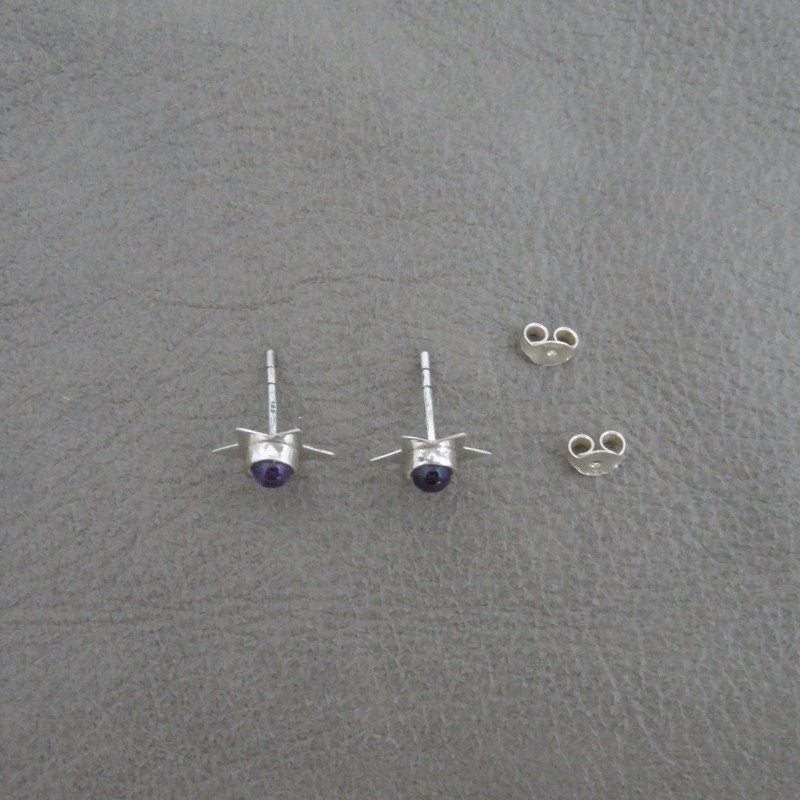 Amethyst Star Earrings in Sterling Silver