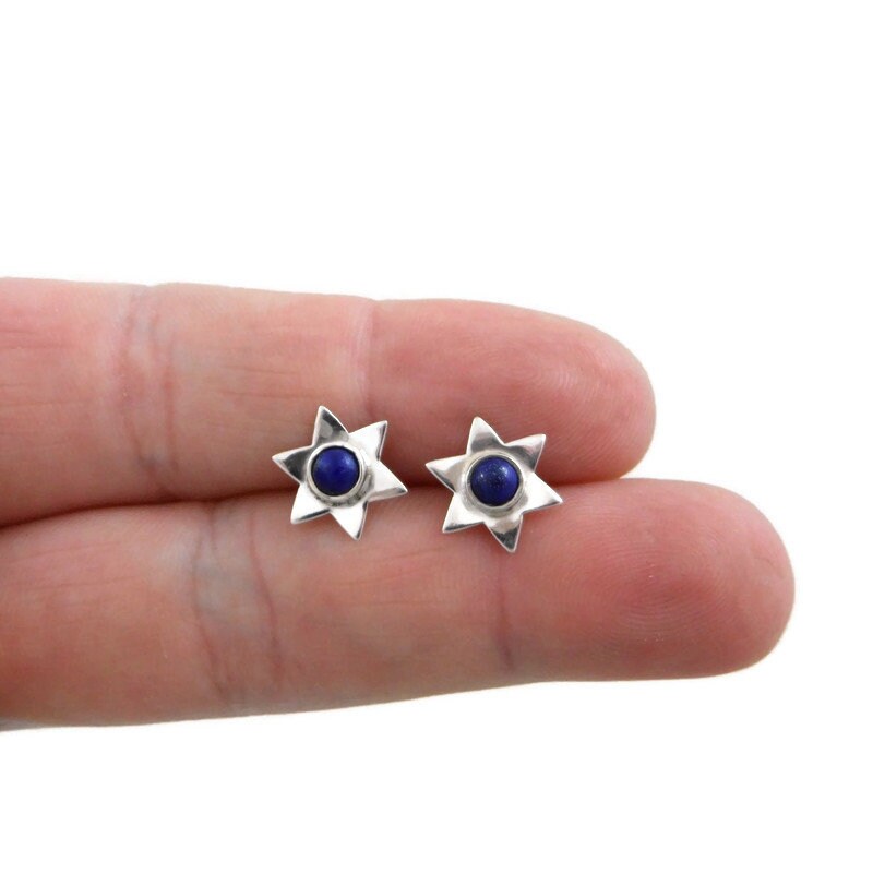 Lapis Star Earrings in Sterling Silver