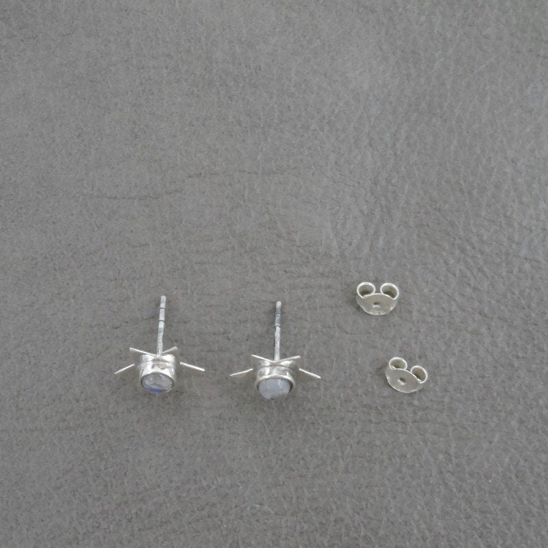 Moonstone Star Earrings in Sterling Silver