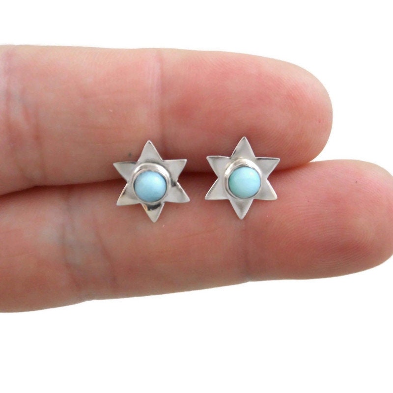 Larimar Star Earrings in Sterling Silverr