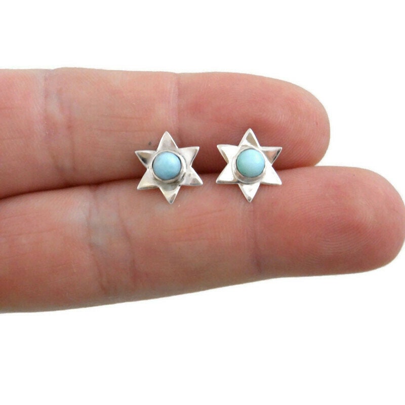 Larimar Star Earrings in Sterling Silverr