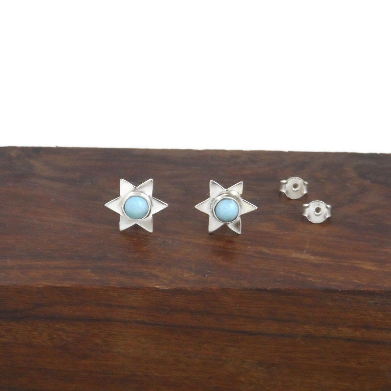 Larimar Star Earrings in Sterling Silverr