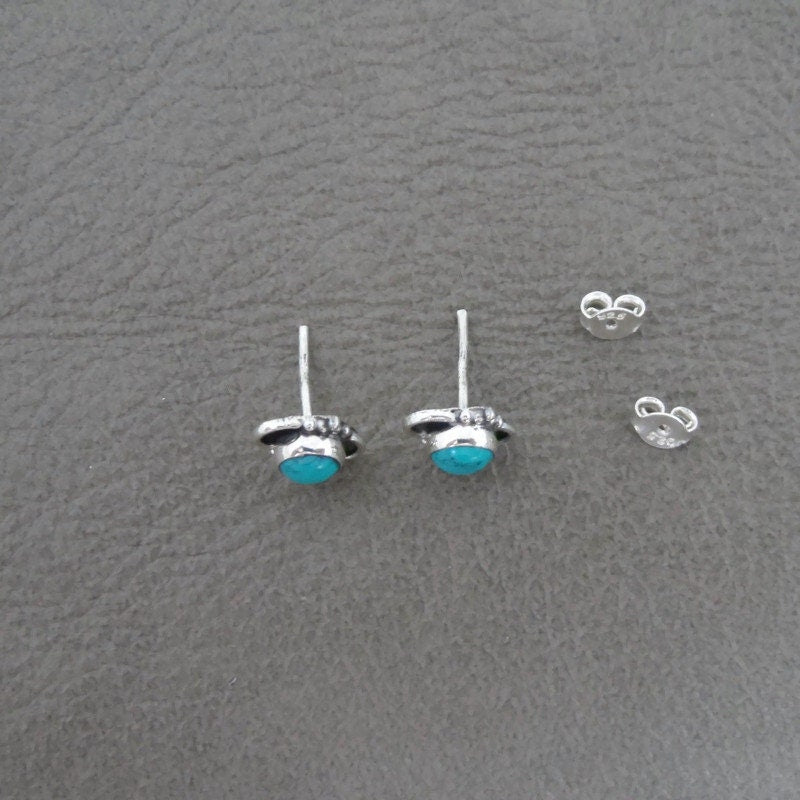 Turquoise Stud Earrings in Sterling Silver, Turquoise Earrings, Minimalist Earrings, Turquoise Studs,Gemstone Earrings, Gift for Her