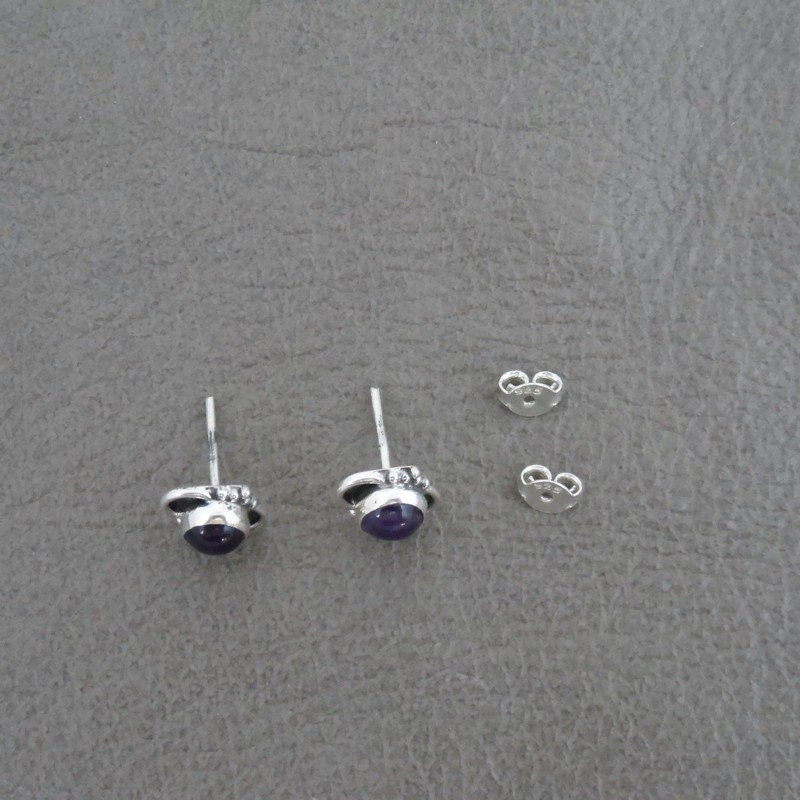 Amethyst Ornate Earrings in Sterling Silver